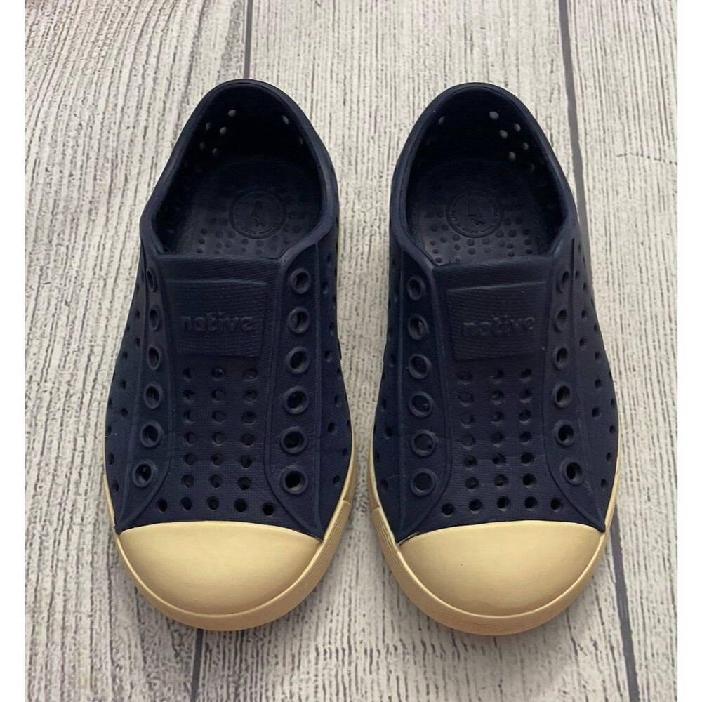 Native Shoes Kids Navy Slip-On with Tan Toe